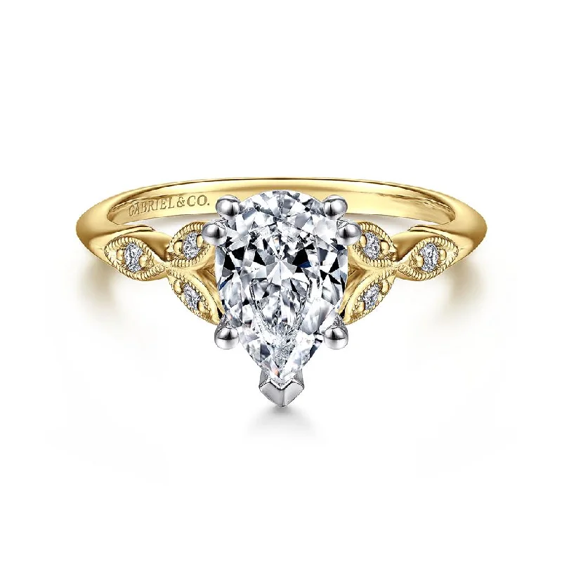 Ladies Engagement Rings Butterfly Shine-Gabriel & Co. 14kTwo-Tone Diamond Engagement Ring