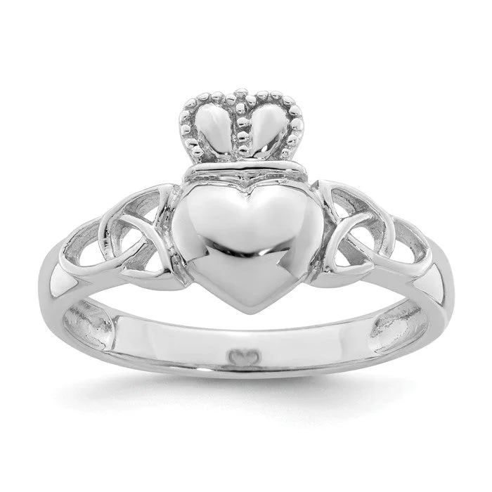 Ladies Rings with Wing Spark-Sterling Silver Claddagh With Celtic Knots Ring