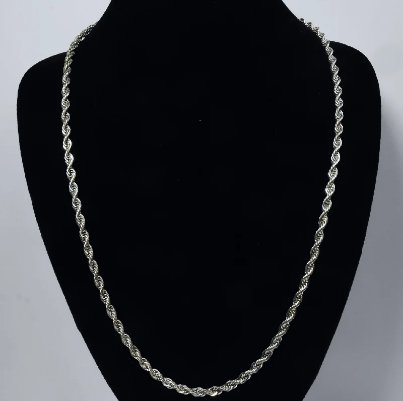 Ladies dramatic statement necklaces -Sterling Silver Twist Rope Link Chain Necklace - 24"