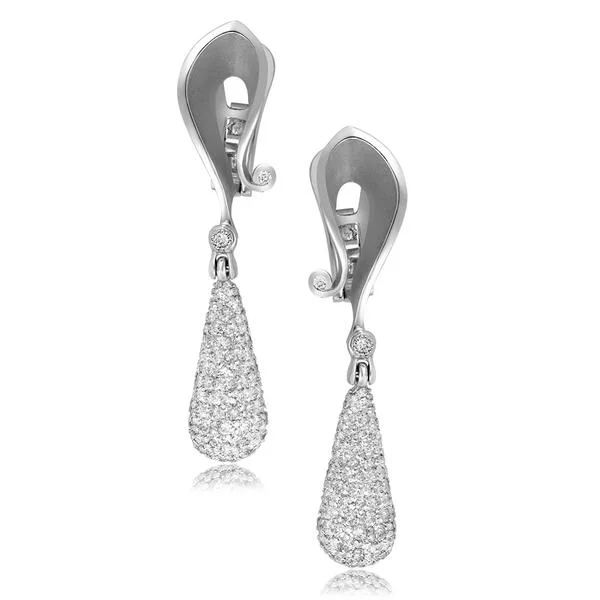 Ladies Earrings with Gold Fibrolite-Gold Calla Drop Dangle Earrings with Silvermist Diamonds