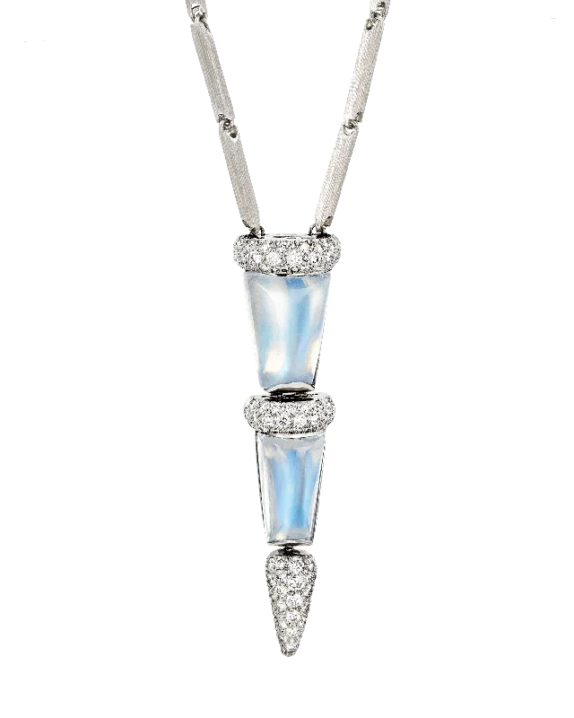 Ladies silky smooth necklaces -Henry Dunay Blue Moonstone Necklace, 15.63 Carats