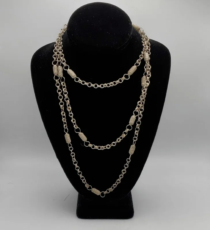 Ladies timeless vintage necklaces -Vintage Handmade Filigree Chain Rope Necklace - 59"