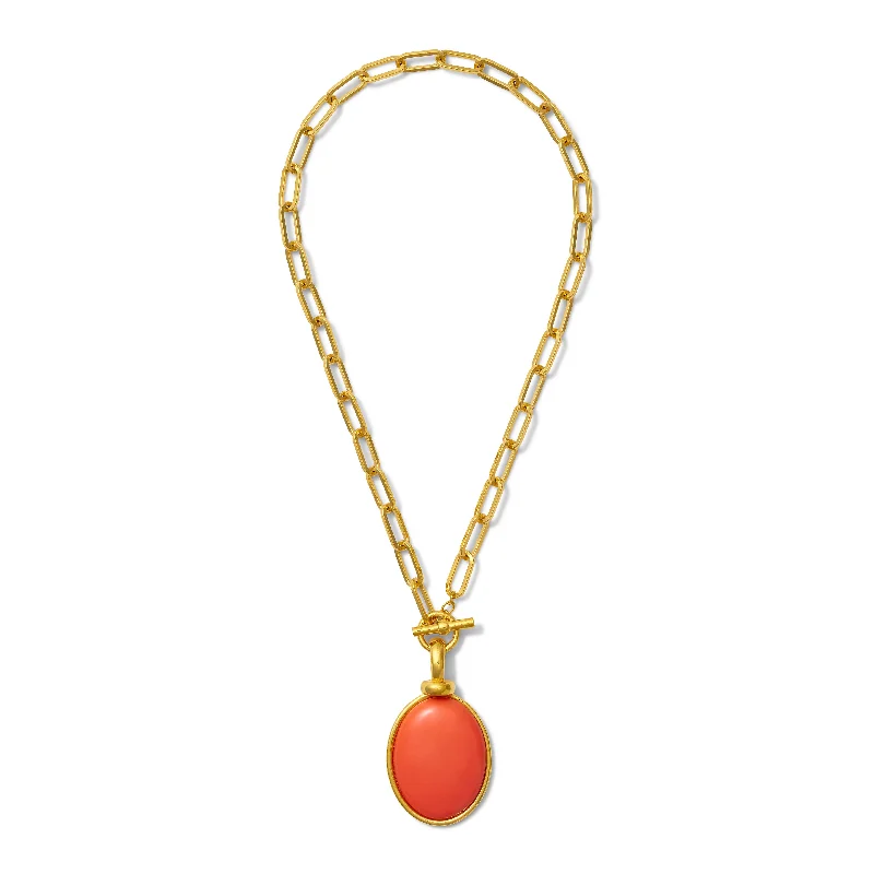 Ladies sunny yellow necklaces -Necklace - Gloria V. Pendant in Salmon Coral