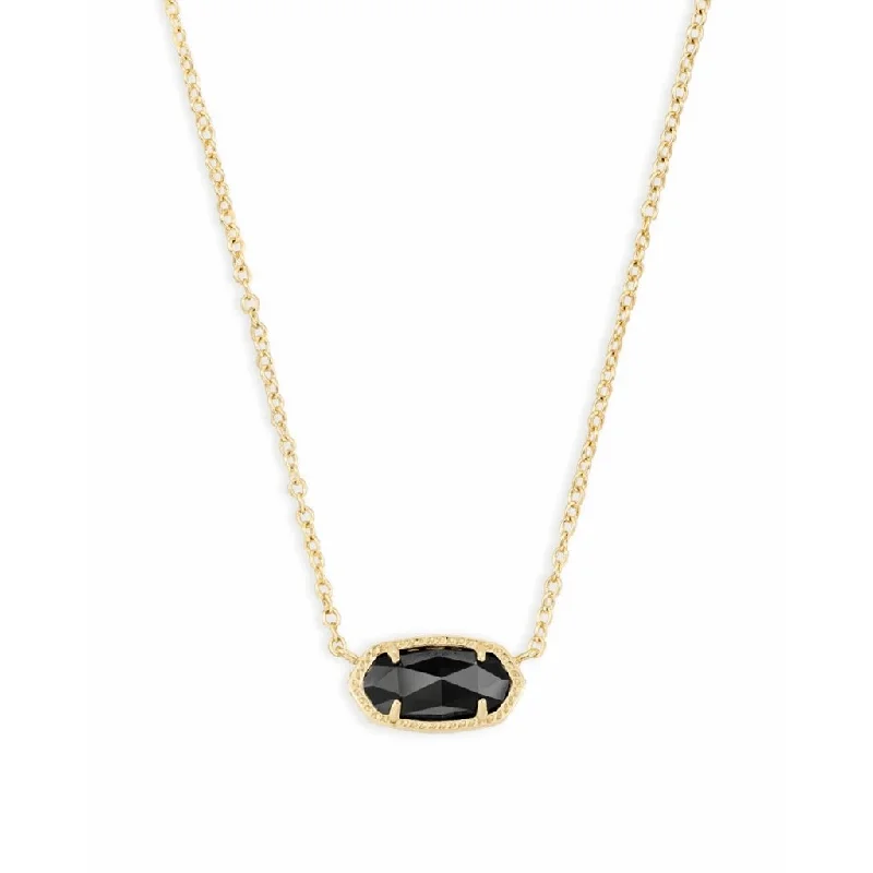 Ladies dragon breath necklaces -Kendra Scott : Elisa Gold Pendant Necklace In Black Opaque Glass