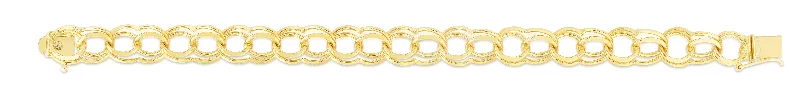 Gritty punk bracelets -14K Gold 10mm Large Double Link Charm Bracelet