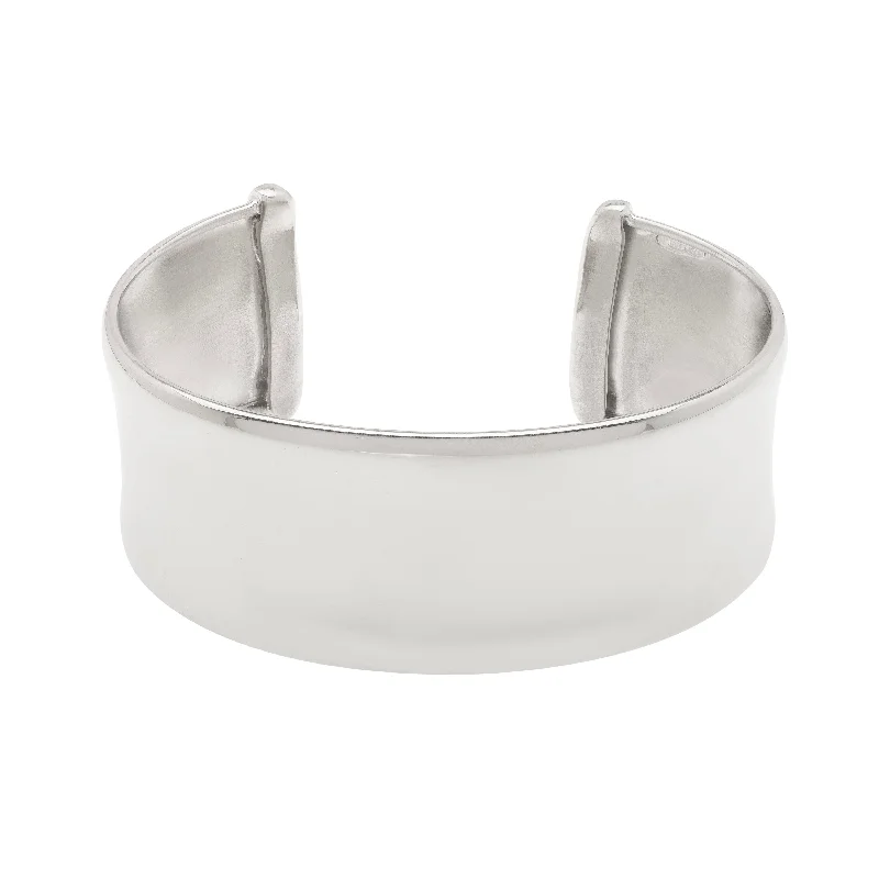 Birthday sparkle bracelets -Silver Wide Sculpted Cuff Bangle