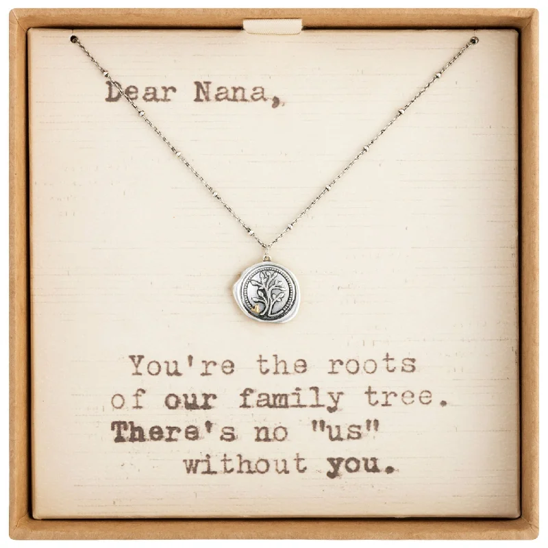 Ladies strong spirit necklaces -Tree Charm Dear You Nana Necklace