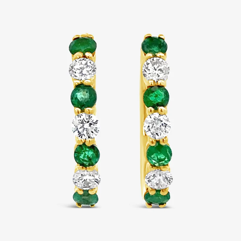 Ladies Earrings for Special Spark-Emerald & Diamond Hoop Earrings