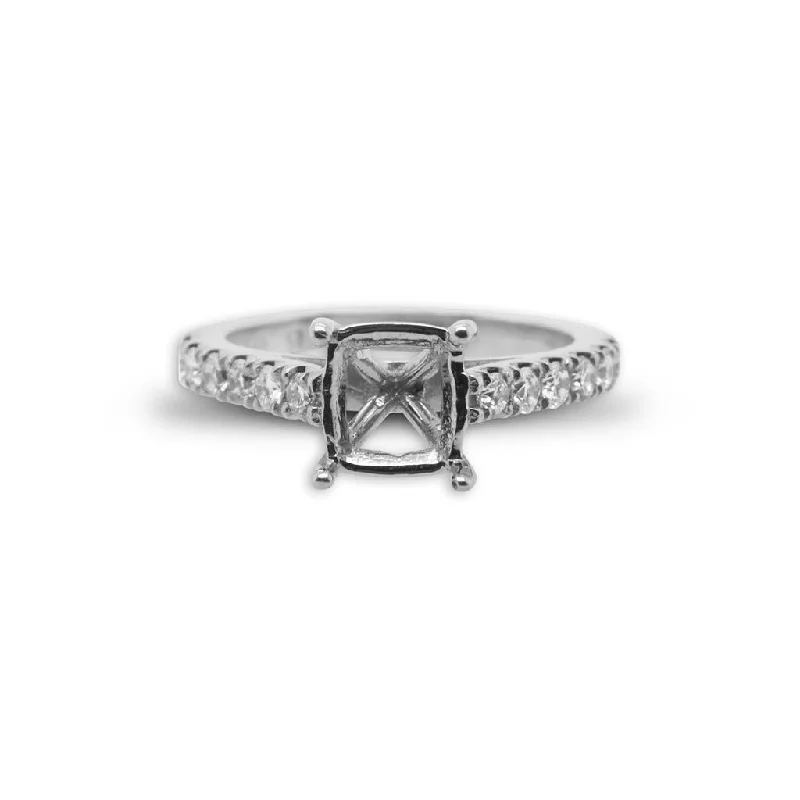 Ladies Engagement Rings Delicate Shine-14k White Gold Diamond Semi-Mount Engagement Ring - 0.51cttw