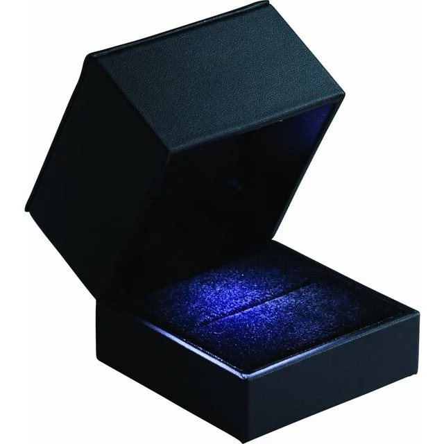 Ladies Rings with Cream Howlite-Black Large LED Lighted Ring Box