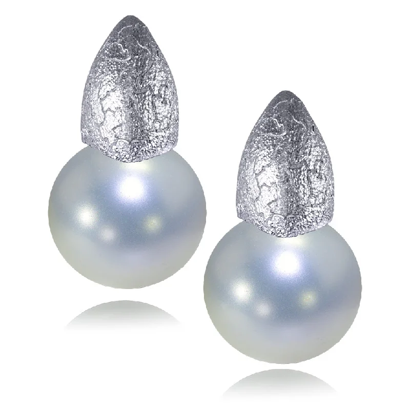 Ladies Earrings for Winter Shine-Gold Earrings with White Pearls