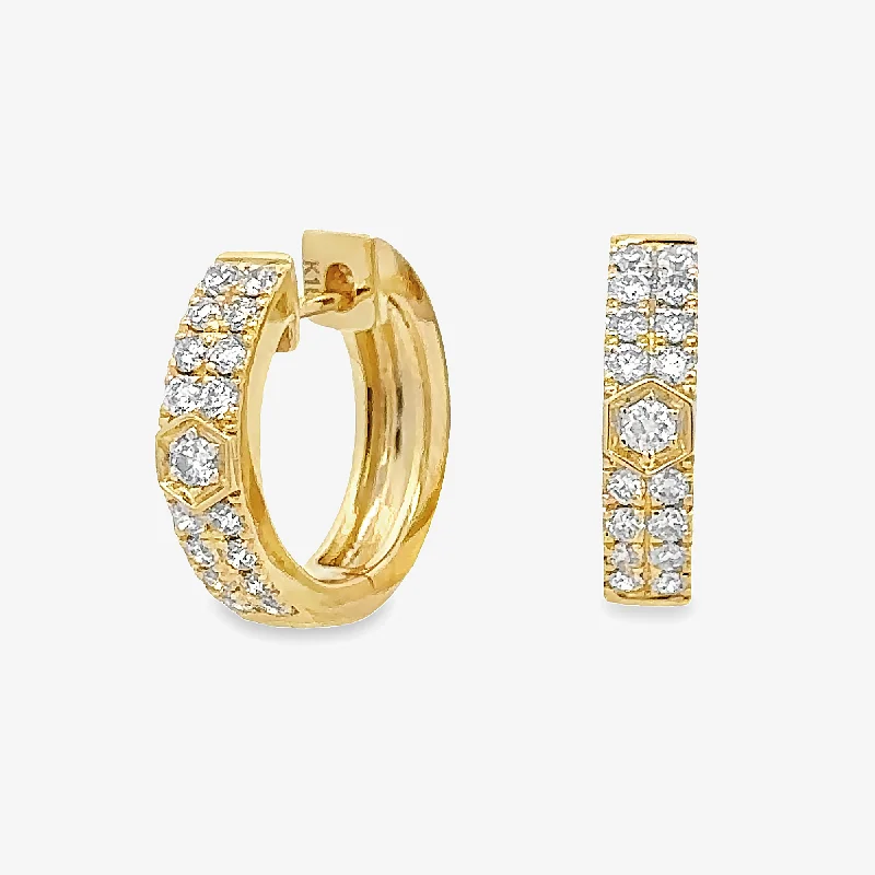 Ladies Earrings with Teardrop Glow-Two Row Diamond Huggie Earrings