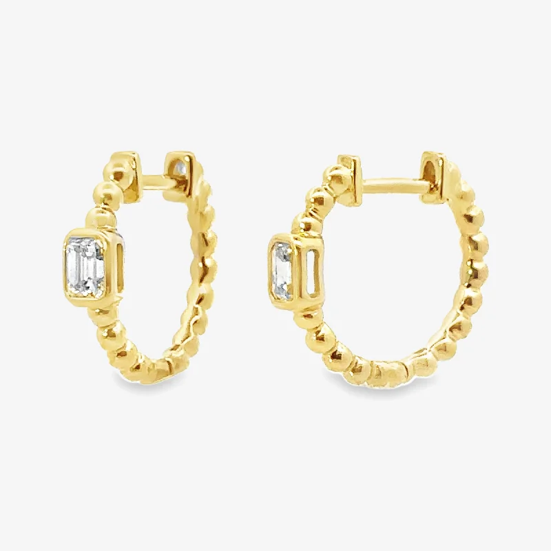 Ladies Earrings for Lawyer Spark-Bead It 0.35CT EC Diamond Huggie Earrings