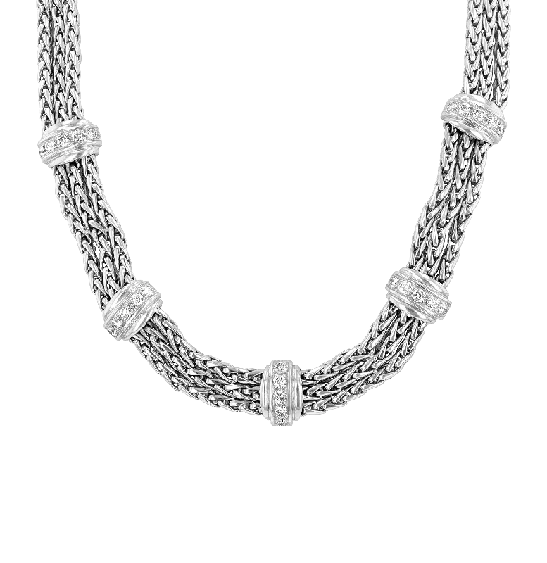 Ladies energy surge necklaces -18K White Gold and Diamond Chain Necklace