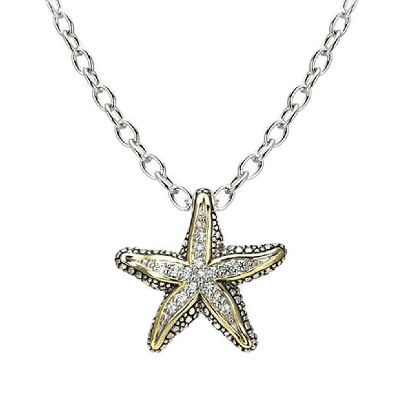 Ladies planetary orbit necklaces -John Medeiros : Pavé Starfish Slider Necklace