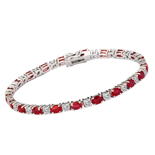 Elegant chain bracelets -Diamond and Ruby Tennis Bracelet