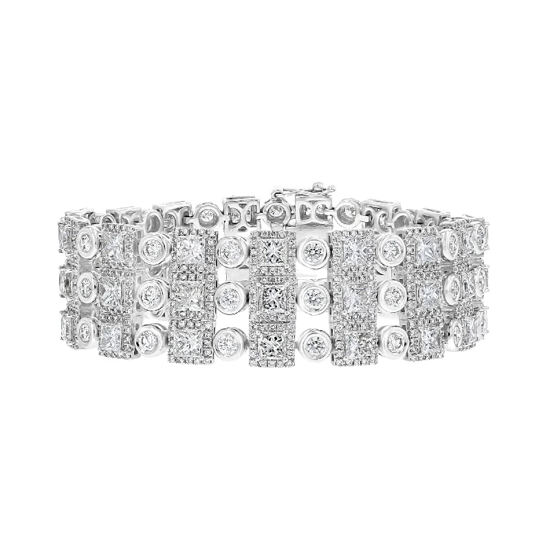 Cutting-edge trend bracelets -18KT White Gold 24.33 CTW Diamond Bezel & Halo Bracelet