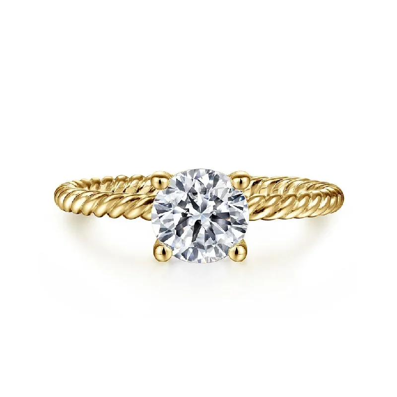 Ladies Engagement Rings Square Shine-Gabriel & Co Bobbi - 14K Yellow Gold Round Diamond Engagement Ring