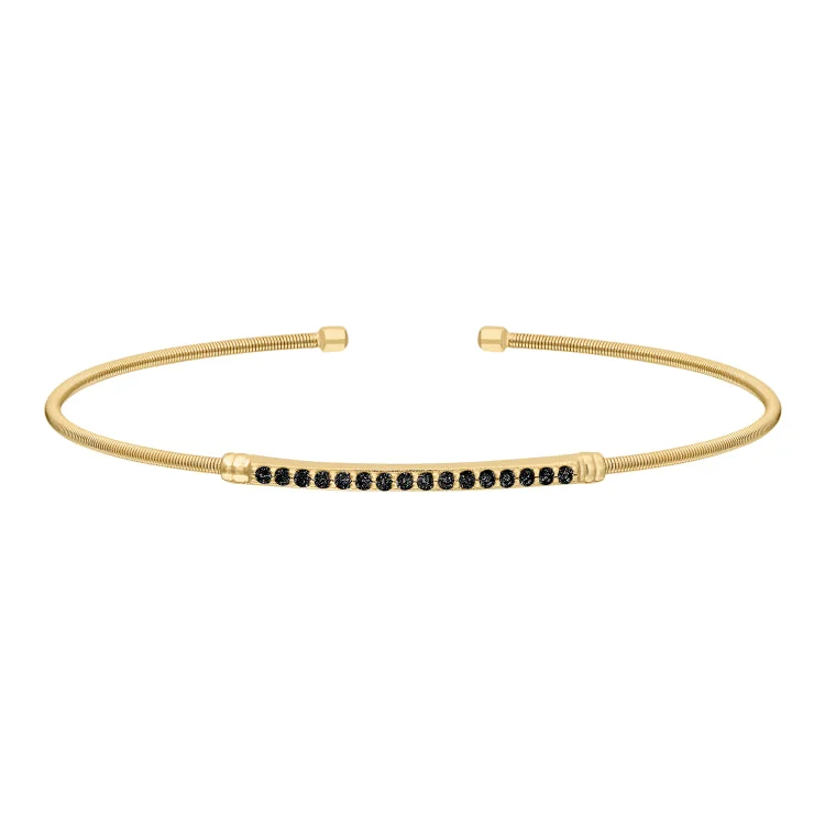 Glass luster bracelets -Gold Finish Sterling Silver Cable Cuff Bracelet with Simulated Onyx