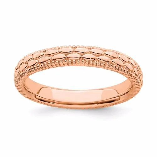 Ladies Rings Fresh Spark-Rose Gold Over Sterling Silver Stackable Expressions Patterned Ring