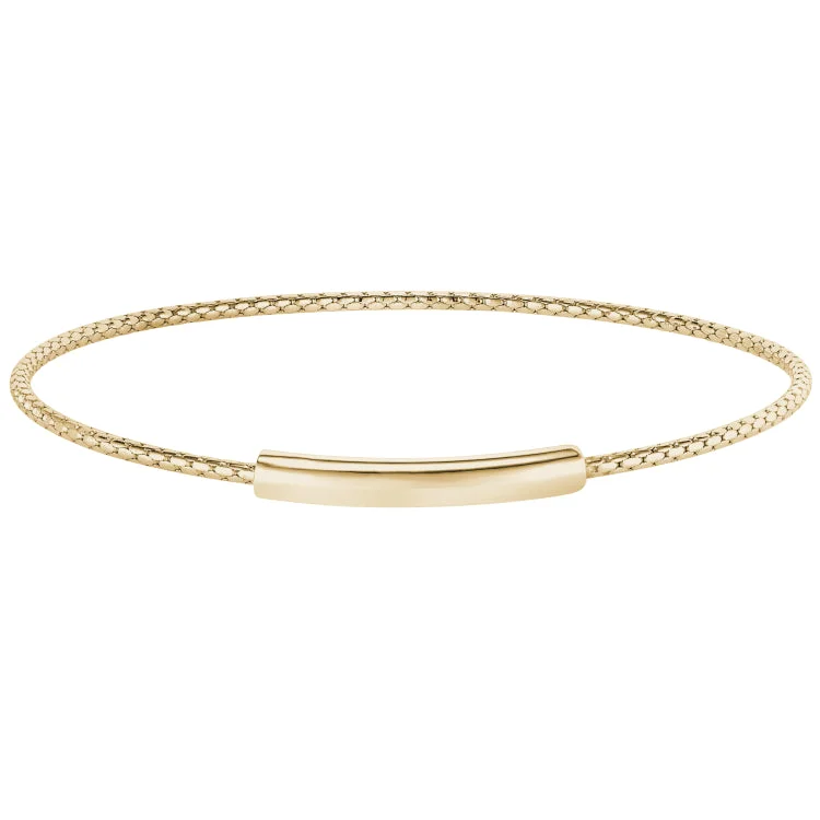 Abstract flow bracelets -Gold Finish Sterling Silver Opening Corean Cable Cuff Bracelet with High Polished Bar