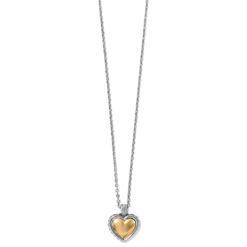 Ladies glossy pearl necklaces -Brighton - Pretty Tough Bold Two Tone Heart Petite Necklace