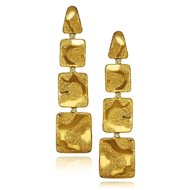 Ladies Earrings with Clear Zircon-Gold Glossy Cora Earrings