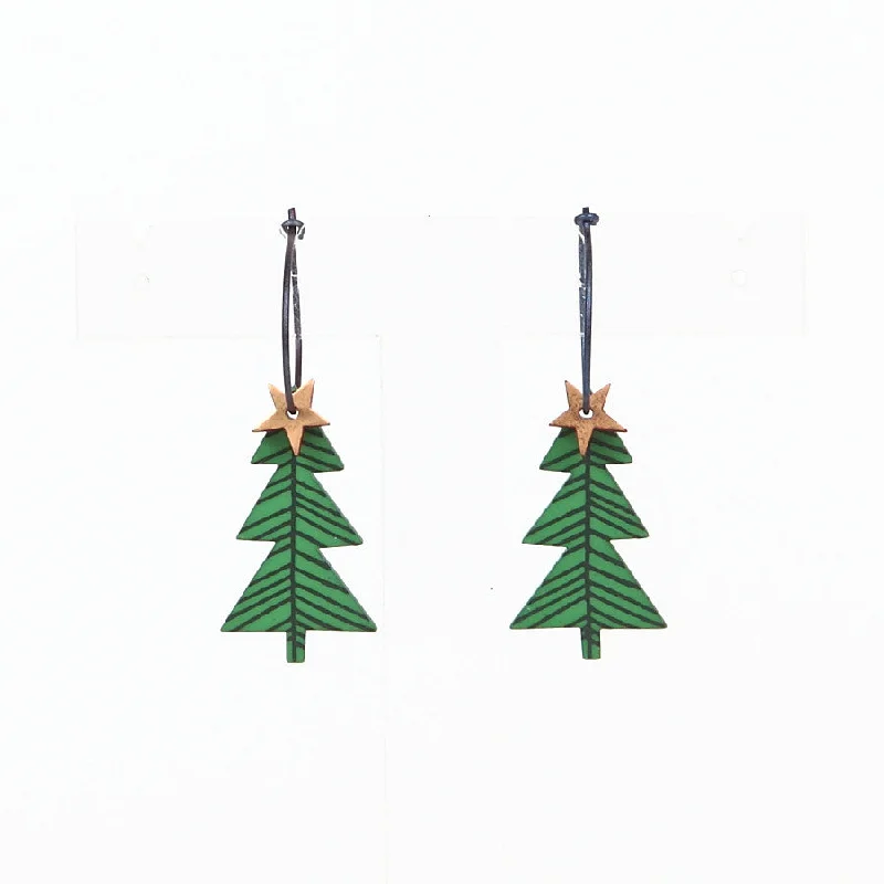 Ladies Earrings for Nurse Shine-Lene Lundberg K-Form Christmas Tree Earrings