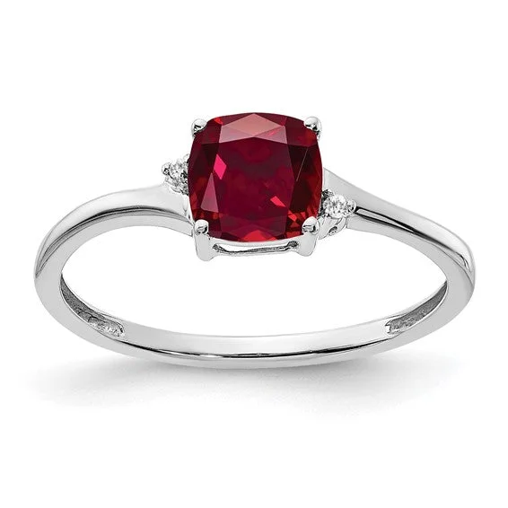 Ladies Rings Bold Glow-Sterling Silver Cushion Cut 6mm Gemstone And Diamond Rings