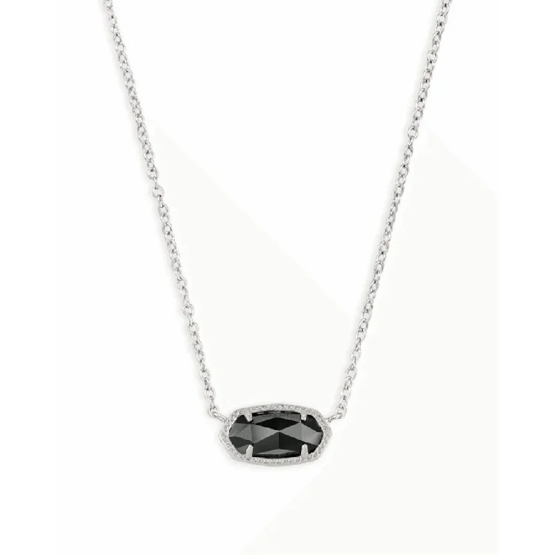 Ladies striking fashion necklaces -Kendra Scott : Elisa Silver Pendant Necklace In Black Opaque Glass