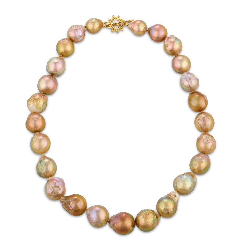 Ladies cozy clavicle necklaces -Yangtze Fireball Pearl Necklace, 13-16mm