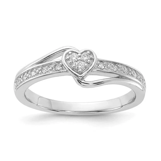 Ladies Rings with Cross Glow-Sterling Silver Fancy Diamond Heart Ring