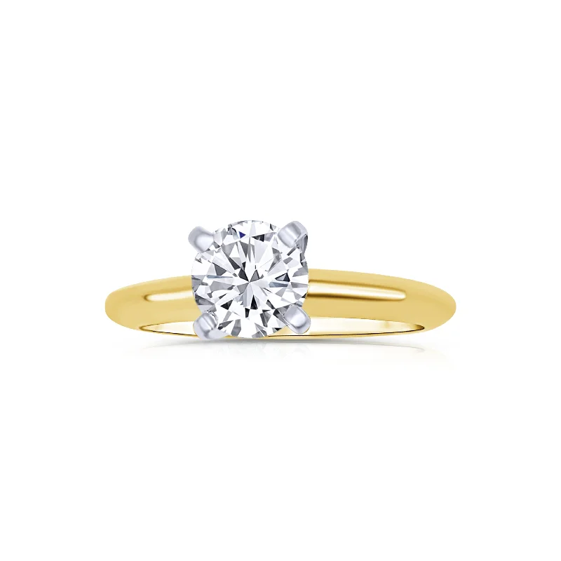 Ladies Engagement Rings Heart Glow-14K Yellow Gold Round 1.01 Carat Diamond Engagement Ring