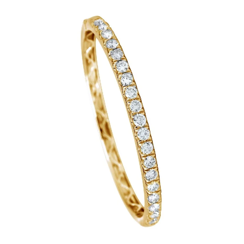 Twinkling diamond bracelets -18KT Gold 4 CTW Diamond U-Prong Hinged Bangle Bracelet