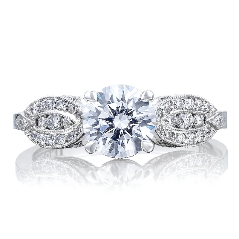 Ladies Engagement Rings with Aquamarine Spark-Tacori Platinum Ribbon Diamond Engagement Ring 0.30ctw 2648RD65