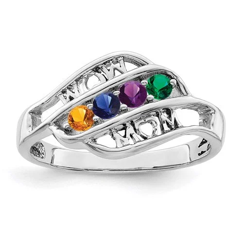 Ladies Rings for Activist Glow-Mom Heart Mother's Family Birthstone Ring