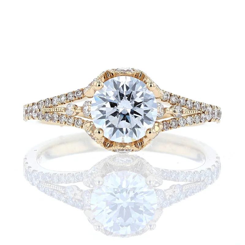 Ladies Engagement Rings Unique Shine-Split Shank Hidden Diamond Engagement Ring