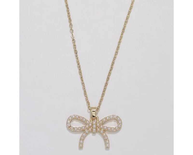 Ladies starry veil necklaces -Periwinkle by Barlow : Delightful gold bow with pearls - Necklace