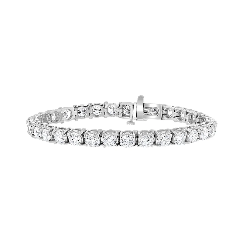 Cool sapphire bracelets -14KT WHITE GOLD 12.96 CTW ROUND DIAMOND TENNIS BRACELET