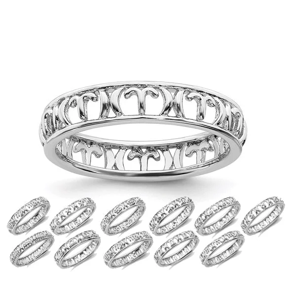 Ladies Rings with Filigree Glow-Sterling Silver Stackable Expressions Zodiac Ring - Various Signs