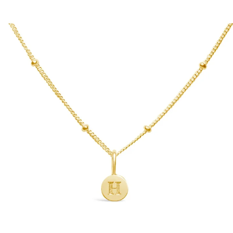 Ladies keepsake charm necklaces -Stia : Love Letter "H" Mini Disk Necklace in Gold