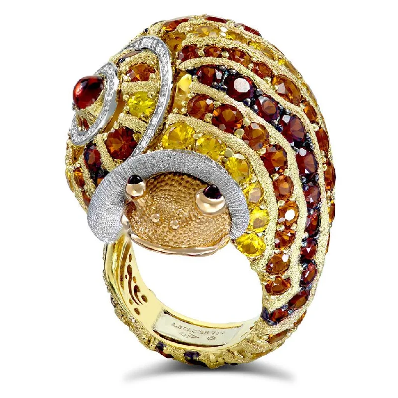 Ladies Rings with Gold Sphalerite-Gold & Platinum Sunny The Snail Ring