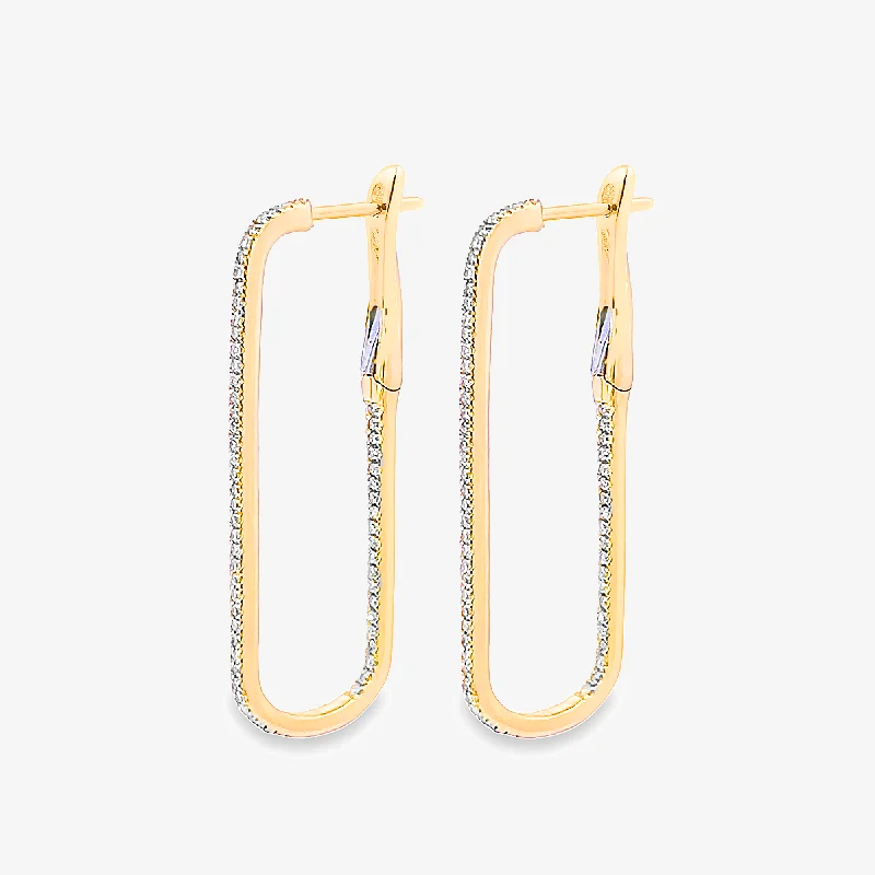 Ladies Earrings Long Glow-Inside Out Diamond Paper Clip Link Earrings