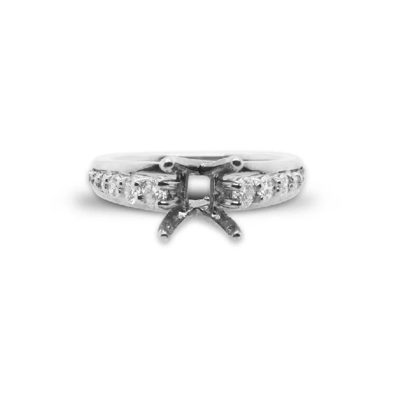 Ladies Engagement Rings with Cavansite Spark-14k White Gold Diamond Semi-Mount Engagement Ring