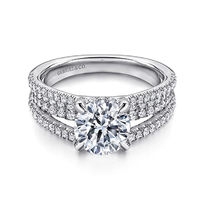 Ladies Engagement Rings Elegant Spark-Gabriel & Co Norma - 14K White Gold Round Diamond Engagement Ring