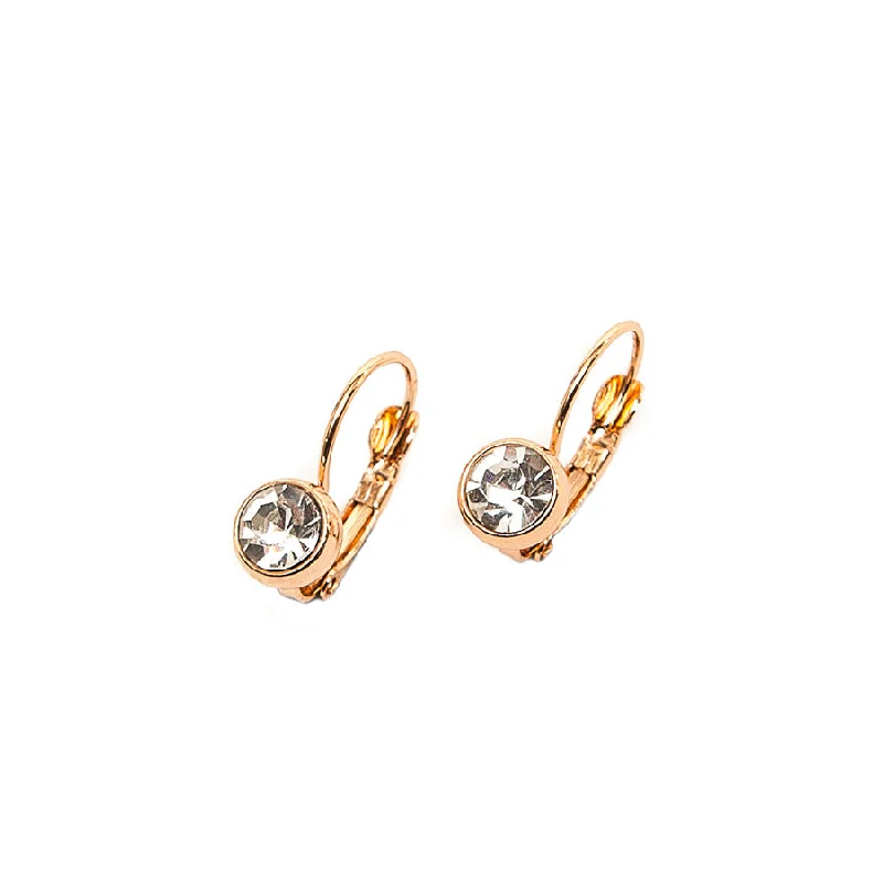 Ladies Earrings Bright Spark-Pom Rose Gold Plated and Clear Crystal Drop Earrings