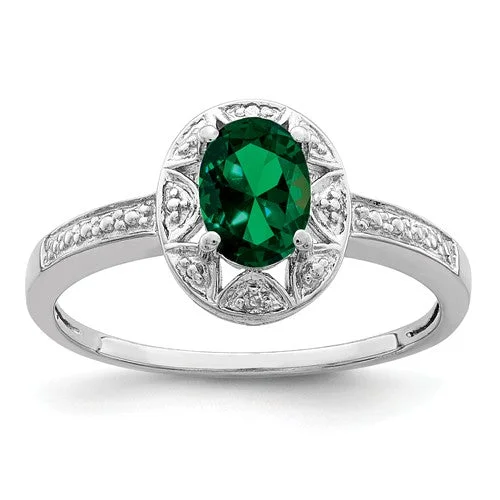 Ladies Rings with Crystal Glow-Sterling Silver Oval Birthstone & Diamond Accented Rings