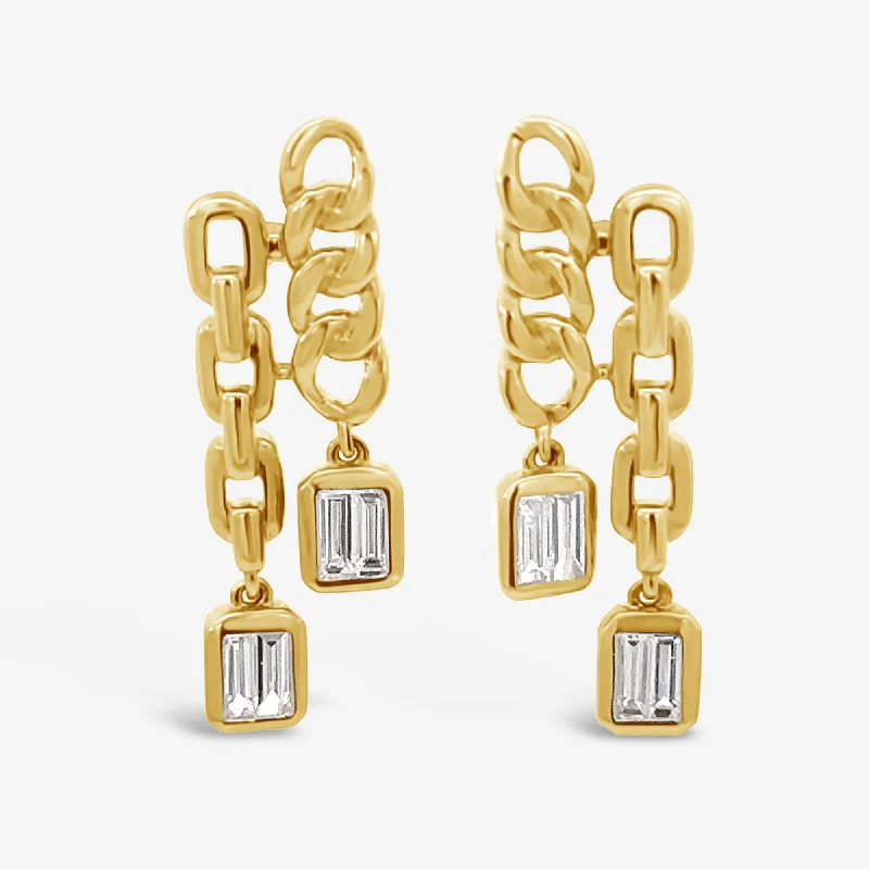 Ladies Earrings for Date Glow-Havana Link Diamond Drop Earrings