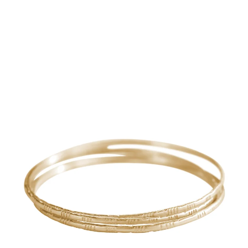 Robust chunky bracelets -10K Gold Moroccan Bangles (Set of 3)