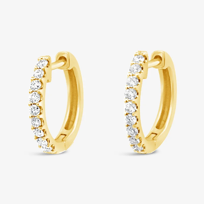 Ladies Earrings for Date Glow-Prong Set 0.15CT Diamond Huggie Earrings